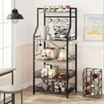 thumbnail image 4 of Kitchen Bakers Rack, Microwave Oven Stand with 2 Large Wire Basket, Industrial Coffee Bar Station, 5-Tier Kitchen Utility Storage Shelf with 8 Hooks for Spice, Pots Organizer, Rustic Brown, 4 of 9