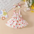 thumbnail image 4 of Summer Baby Girls Clothing Agkizg Baby Girls Bodysuits, Baby Girls Sleeveless Rompers, Baby Girl Sleeveless Bow Jumpsuit Flower Print Skirt Newborn Jumpsuit+headscarf 2-piece Set, 4 of 5