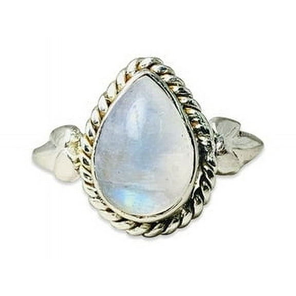 Heaven Crafts 925 Sterling Silver Pear Shape Moonstone Ring Handmade Bohemian Jewelry Gift Item