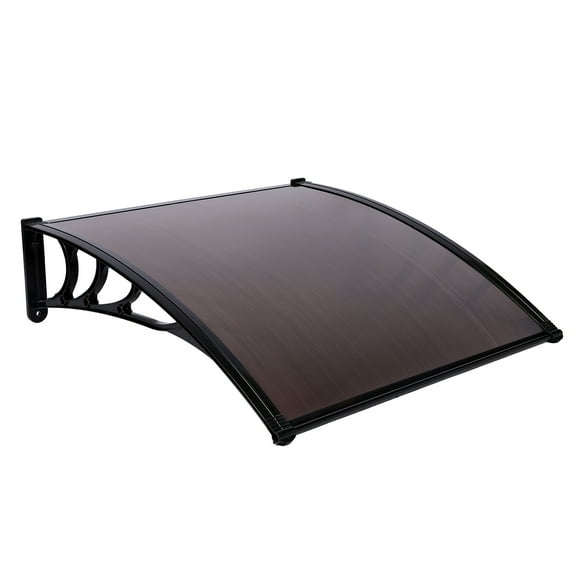 Zimtown 39"x 35" Window Awning, Outdoor UV Door Awning, Patio Door Canopy for Rain Snow Protection, Brown & Black Bracket