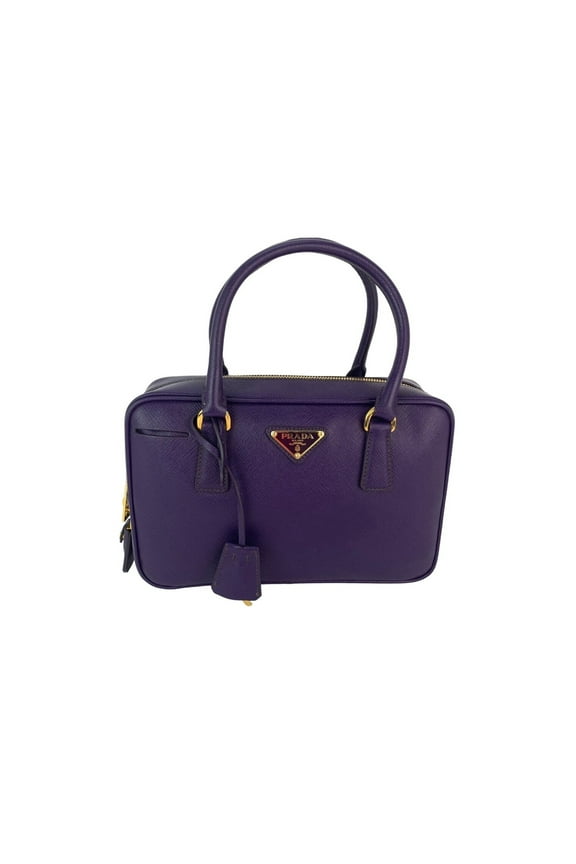 Pre-Owned Prada Saffiano Leather Lux Small Top Handle Viola Purple Handbag