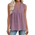 thumbnail image 2 of FDGIU Women's Ruffle V Neck Eyelet Sleeveless Tank Top, Loose Babydoll Curved Hem Summer Casual Camisole Blouse, 2 of 8