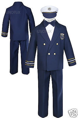 Navy Baby Boy Toddler Captain Nautical Formal Costume Suit Outfits sz S-XL 2T-4T 