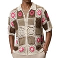 thumbnail image 4 of Men's Cardigan Sweaters Quarter Zipper Knitted Pullover Top Short Sleeve 100% Polyester, 4 of 9