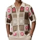 thumbnail image 4 of Ceisia Men's Floral Granny Square Patchwork Open Knit Short Sleeve Cardigan Casual Summer Top Multicolor XXXL Gifts, 4 of 9