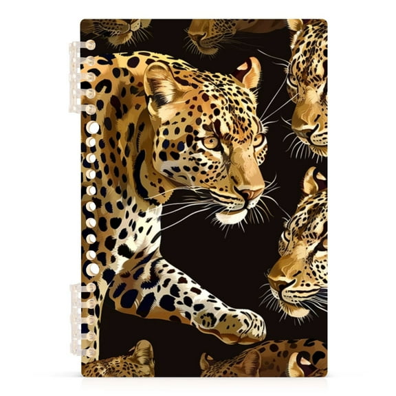 Leopards Ring Binder Notebook Journey Note Diary College Ruled Spiral Notebook Study Loose Leaf Paper A5 60 Pages