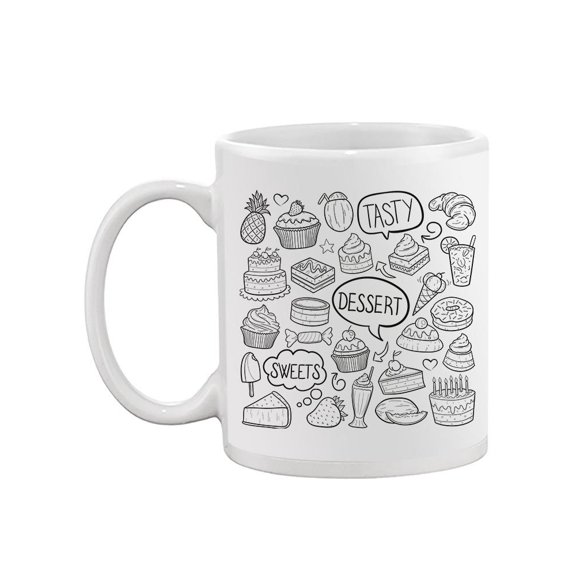 Black And White Desserts Sketch  Mug Unisex's -Image by Shutterstock