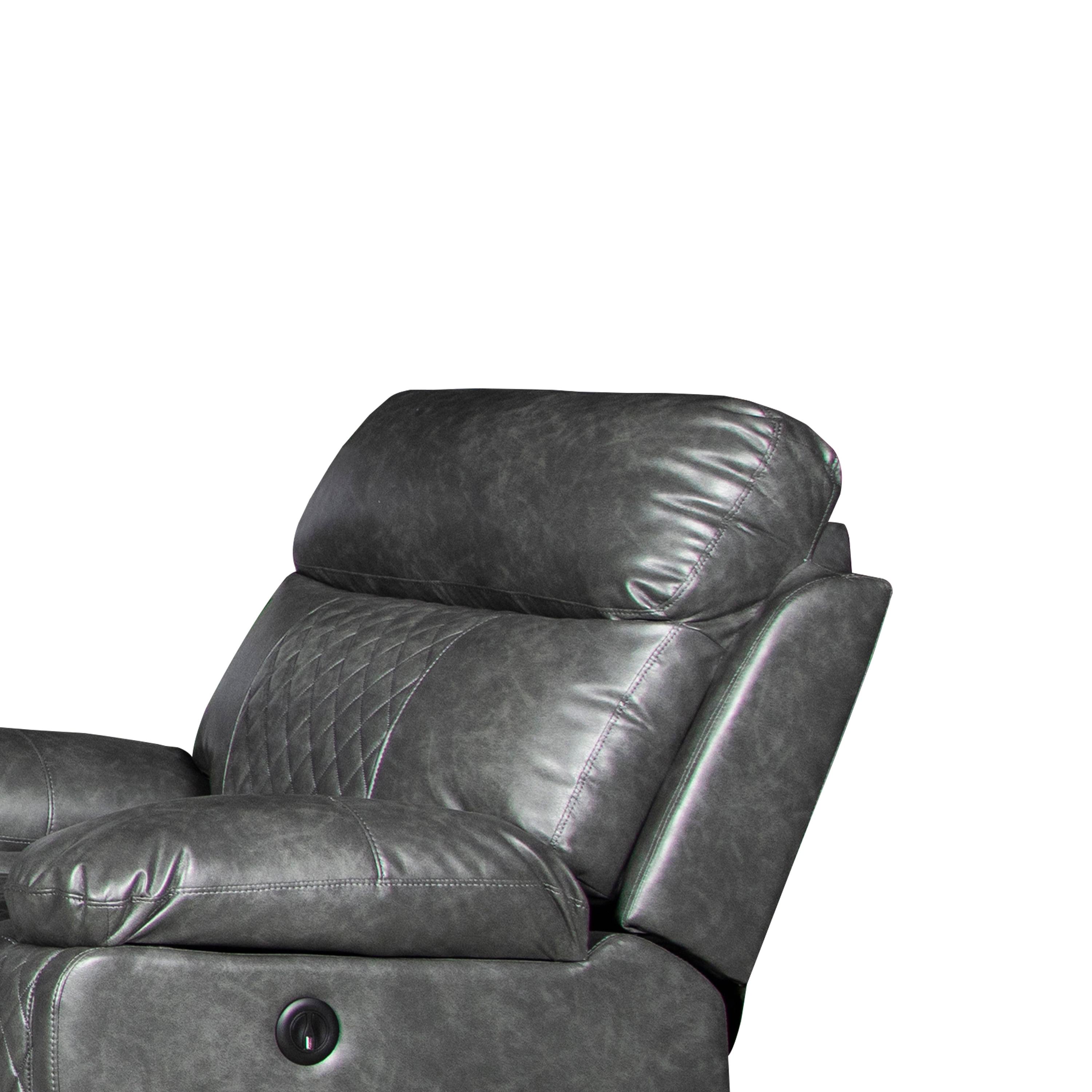 Contemporary Plush Faux Leather Upholstered Living Room Reclining Chair, Grey