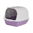 thumbnail image 1 of Caja de arena para gatos con capucha Bandeja de arena para mascotas con capucha Inodoro grande para gatos Desmontable Duradero Púrpura, 1 of 8