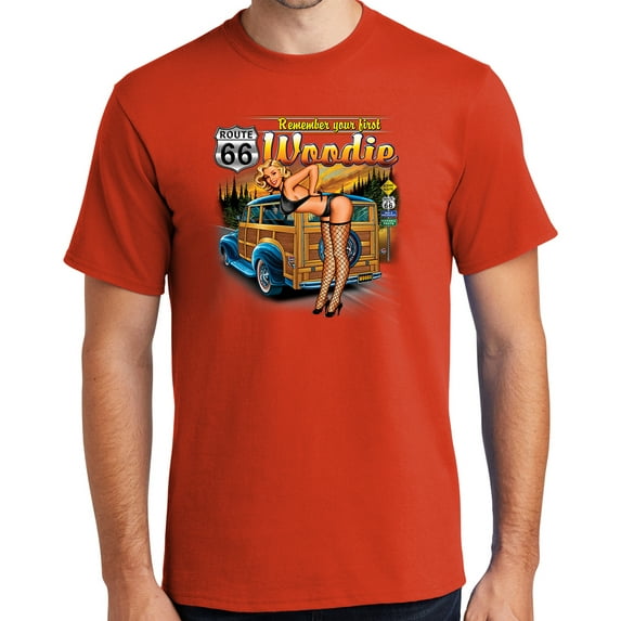 Buy Cool Shirts First Woodie Rt Route 66 Cotton T-shirt, 4XL Orange