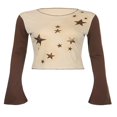 thumbnail image 1 of MesaSe Blouse à Manches Longues Y2K pour Femmes, Patchwork Noir, Coupe Slim Basique, 1 of 6