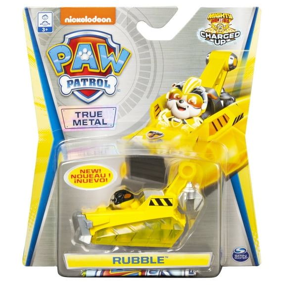 PAW Patrol, True Metal Rubble Collectible Die-Cast Vehicle, Charged Up Series 1:55 Scale