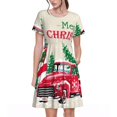 thumbnail image 1 of Easygdp Merry Christmas 1 para Vestido Transpirable de Mujer, Vestido Suelto de Manga Corta con Pliegues y Bolsillos para el Verano, 1 of 6
