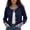 Blue, variant on Cropped Cardigan Sweaters for Women Long Sleeve Color Block Crewneck Button Up Open Front Knit Cardigans Fall Tops