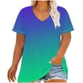 thumbnail image 2 of Crunowin Womens Oversized Tee Tops Gradient Color Short Sleeve Plus Size V-neck Tshirts Casual Summer Blouse Pink Size 5XL, 2 of 5