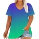 thumbnail image 2 of Puntoco Liquidación de blusas cortas para mujer Camisa básica estampada de manga corta con cuello en V y talla grande para mujer, 2 of 5