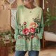 thumbnail image 2 of TaTaai Women's Fall Vintage Printed Long Sleeve Crew Neck Loose Casual Tops with Pockets Soft Lightweight Fashion Blouse for Daily Office Party Vacation Wear Gift, 2 of 7