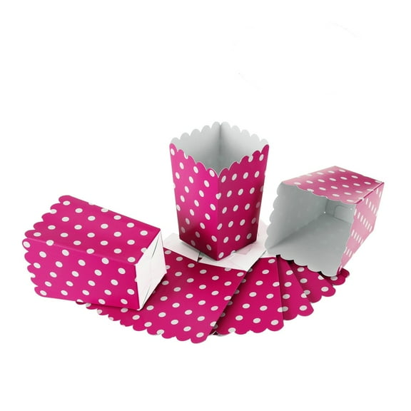 MLINS Rosy Dot Design Popcorn Boxes for Parties and Movie Night Snacking Paper 24pcs 3.5 x 3.5 x 6 inches