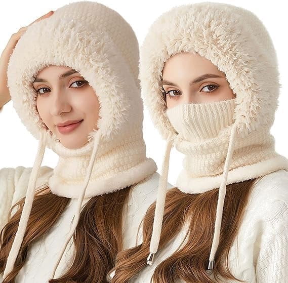 3-in-1 Balaclava Hat, Fleece Lined Knit with Scarf and Mask  display picture 1