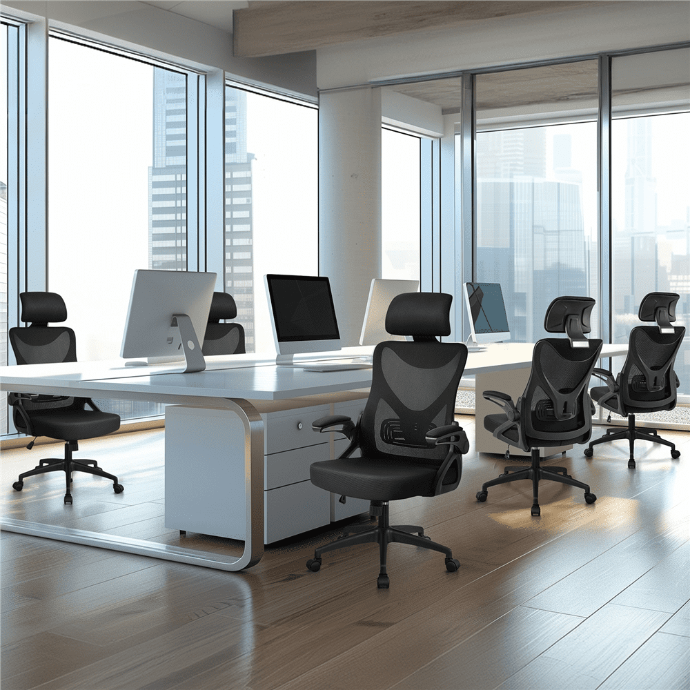 Renwick Set of 2 High Back Office Chair Computer Chair for Adult, Black