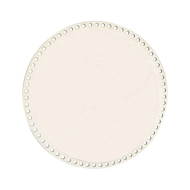 veasfak Panier à Crochet en Bois Fond de Panier Point de Croix Sculpté Cercle Rond Tissé à la Main pour 25cm