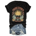 thumbnail image 2 of QHWAUAKFBN T Shirts For Women Graphic Here Comes The Sun Graphic Tees Retro Vintage Hippie Tshirts Top, 2 of 4