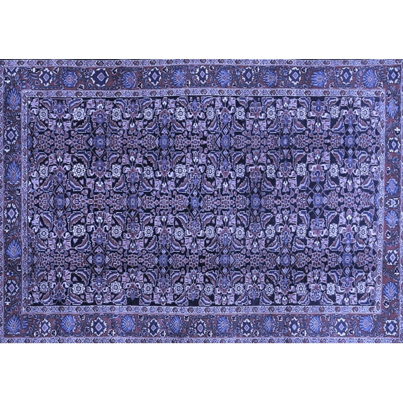 Ahgly Company Machine Washable Indoor Rectangle Persian Blue Traditional Area Rugs, 8' x 12'