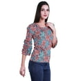 thumbnail image 3 of Moomaya Sexy 3 /4Th Sleeve Tops Women Printed Ruffle Shirt Women Summer T-Shirt, 3 of 5