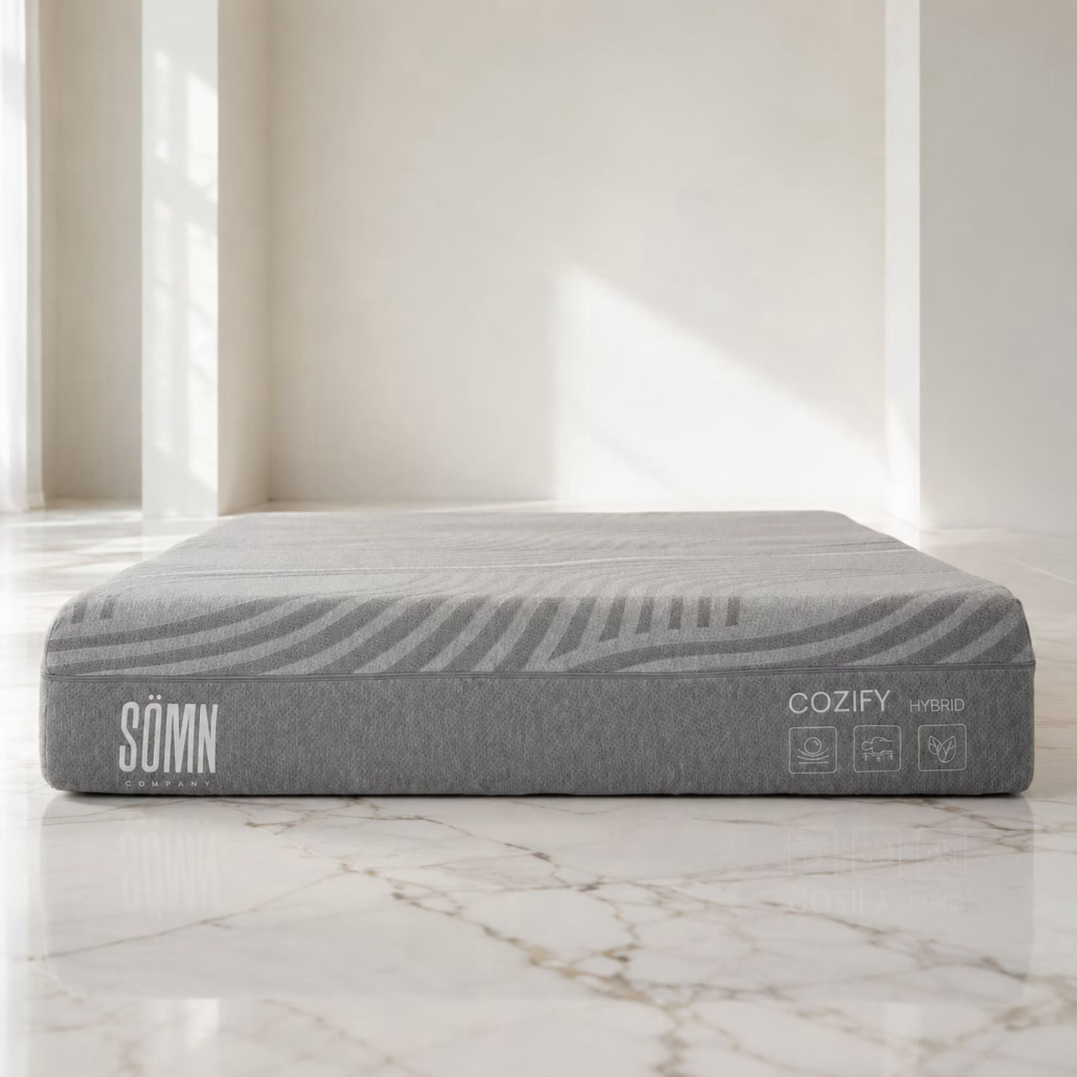 Sömn Company Cozify 12" Graphene Cooling Hybrid Mattress in a Box, Twin, 7-Piece Set