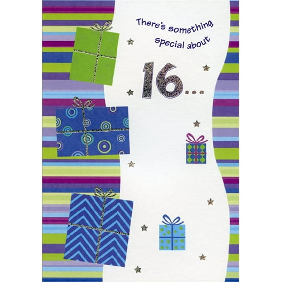 Designer Greetings Three Presents with Holographic Foil Accents Age 16 / 16th Birthday Card