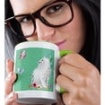 thumbnail image 2 of 3drose, White Fluffy Kitten Looking Up at Butterflies, 15oz Two-tone Green Mug, 2 of 6