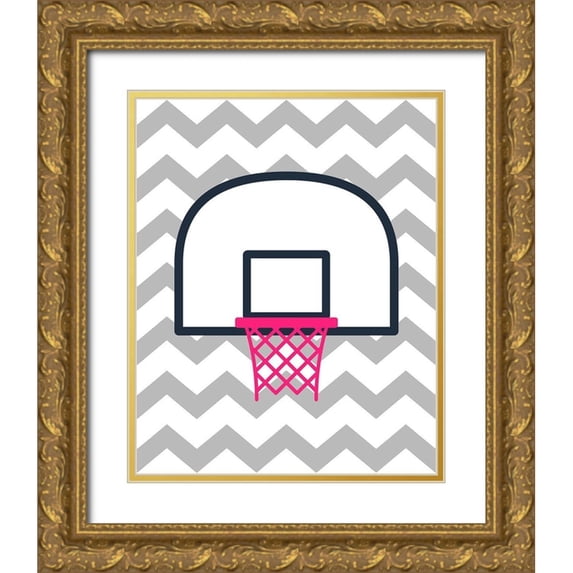 Robinson, Tamara 12x14 Gold Ornate Wood Framed with Double Matting Museum Art Print Titled - Basketball Hoop