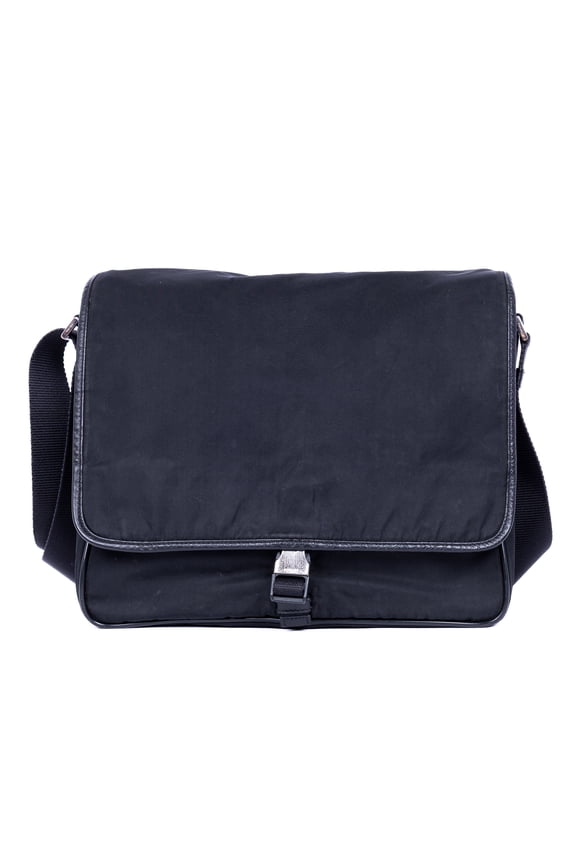 Pre-Owned Prada Black Nylon Mens messenger Shoulder Bag Nylon Canvas