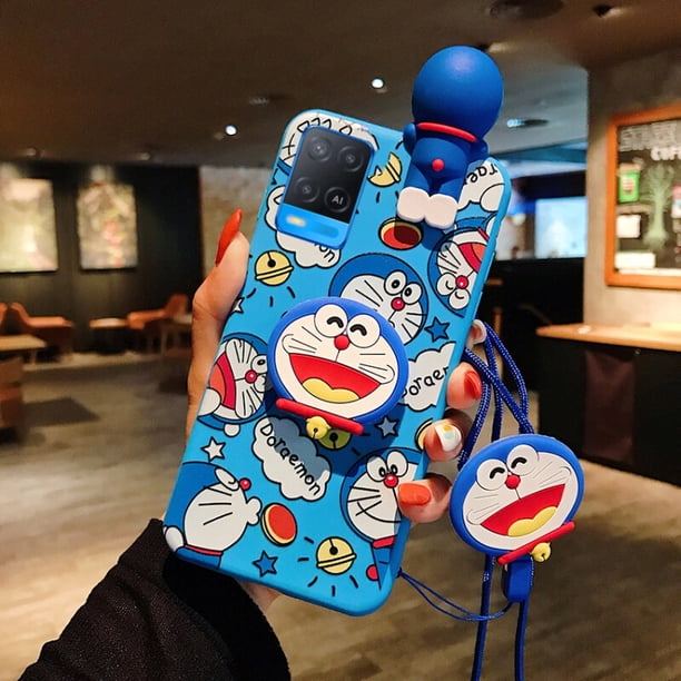 Funda Doraemon Para OPPO A1k A3s A5s A7 A11k A12 A12e A5 A9 2020 A31 A32 A33 A53 A37 A39 A57 Moda Linda De Silicona Suave Con Soporte Y Cordón Para Muñecas