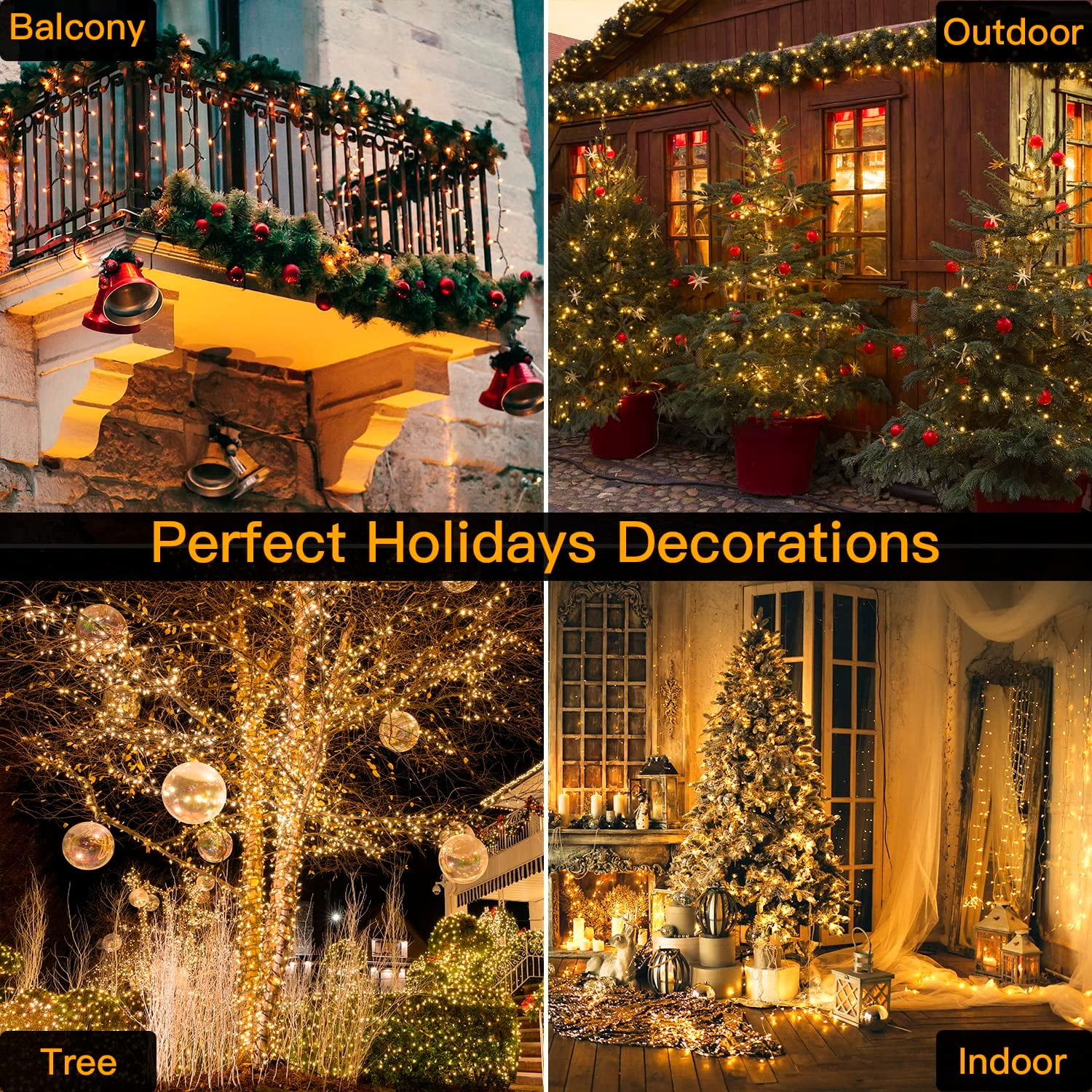 GooingTop Led Christmas Lights Outdoor Battery Operated,42.6ft 130LED Fairy Lights Waterproof with 8Modes,Twinkle Lights for Party Patio Christmas Decorations Outdoor(Warm White)