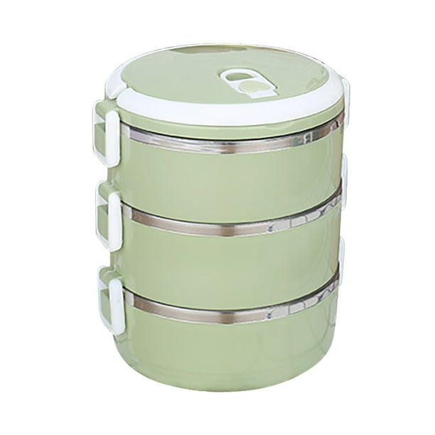 Fiambrera redonda Xihbxyly 3 capas 2100 ml de acero inoxidable