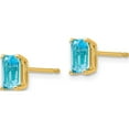 thumbnail image 2 of 14K Yellow Gold 6X4mm Emerald Cut Blue Topaz Earrings (7 X 4) Made In United States xe65bt, 2 of 5