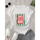 thumbnail image 3 of 100% Cotton Women's Casual T-Shirt with Sardine Print - Short Sleeve, Machine Washable, White Stripes and Sandwich Design, Perfect for Spring/Summer, 3 of 6