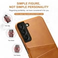 thumbnail image 4 of Dteck For Samsung Galaxy S22 Plus,Luxury Leather Card Holder Hard Back Lightweight Retro Slim Case Cover for Galaxy S22+ 5G,Brown, 4 of 5