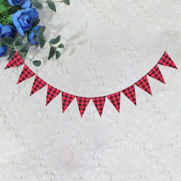 ADDHAT 1Pcs Triangle Bunting Banner Red Black Cotton Cloth Decorative Party Supplies Pennant Burgee Indoor Decoration