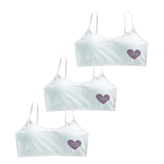 Girls Padded Training Bras Fit for 10-16 Years Teen Girls Elastic Shoulder Straps Cotton Breathable Training Bras with Adjustable Straps