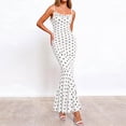thumbnail image 4 of Xdegoge Prom Dresses for Women Slim Fit Spaghetti Strap Cowl Neck Maxi Dress Polka Dot Mermaid Ruffle Hem Evening Dresses Formal Wedding Guest Party, 4 of 8