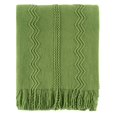 thumbnail image 1 of Battilo Couverture Jetée en Tricot Douce, Légère et Texturée, Couverture Décorative avec Pompon pour Lit, Canapé (Vert, 50"x60 Pouces), 1 of 3