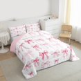 thumbnail image 3 of Feelyou Girly Pink Bowknot Queen Comforter Set, Kawaii Princess Bow-tie Bedding Sets, Cartoon Ribbon Style Reversible Bedding Comforter Set, Lightweight Room Decor, 3-Piece, 3 of 8