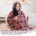 thumbnail image 3 of Catalonia Plaid Oversized Wearable Blanket Hoodie Sweatshirt, Sherpa Lounging Pullover for Adults, 3 of 7
