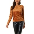 thumbnail image 1 of INSPIRE CHIC T-Shirts en Velours pour Femmes Col Rond Manches Longues Décontracté S Brun Néon, 1 of 6
