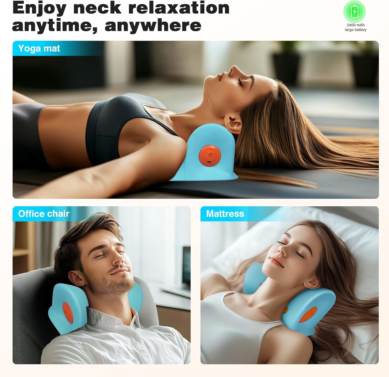Heated Neck Pillow, Red Light Therapy for Neck Pain Relief, Portable Neck Stretcher Pillow with Heating Pad, Shoulder Relaxer for Muscle Relax, Tension Relief