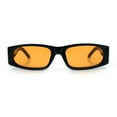 thumbnail image 3 of Classy Mod Narrow Rectangle Sport Plastic Dad Fashion Retro Sunglasses Black - Orange, 3 of 8