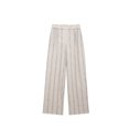 thumbnail image 2 of HH TRAF 2024 Pantalones de mujer con bolsillos laterales y cintura elástica a la moda para desplazamientos diarios Pantalones anchos a rayas de mezcla de lino de verano para mujer, 2 of 5