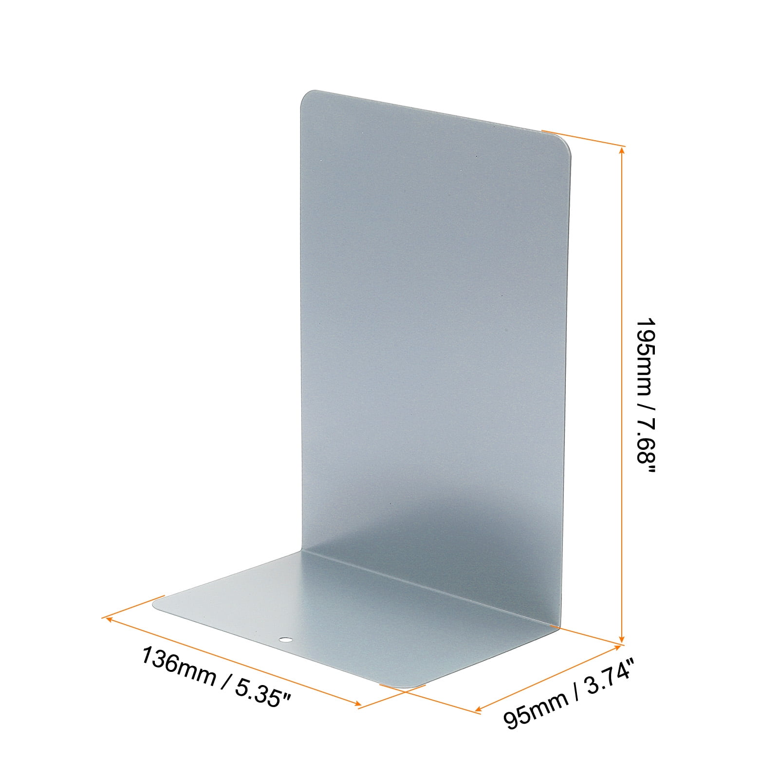 Unique Bargains Metal Bookend with L Shape Design 5.35"x3.74"x7.68" 2 Set Grey